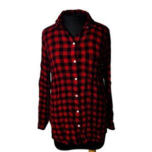 Old Navy Red & Black Plaid Button-Up Shirt  M